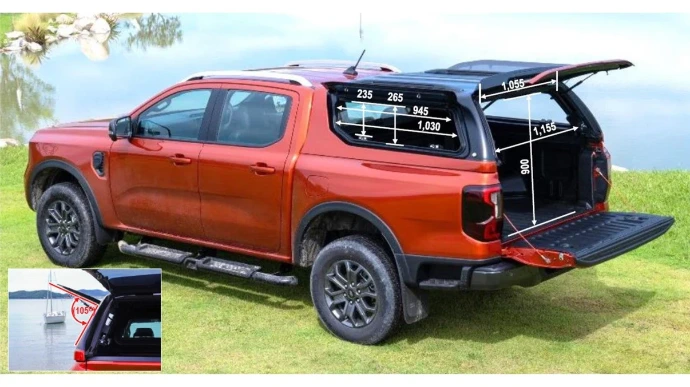 Hard Top ABS pour Pick-up avec Ouvrants - Dimension 2